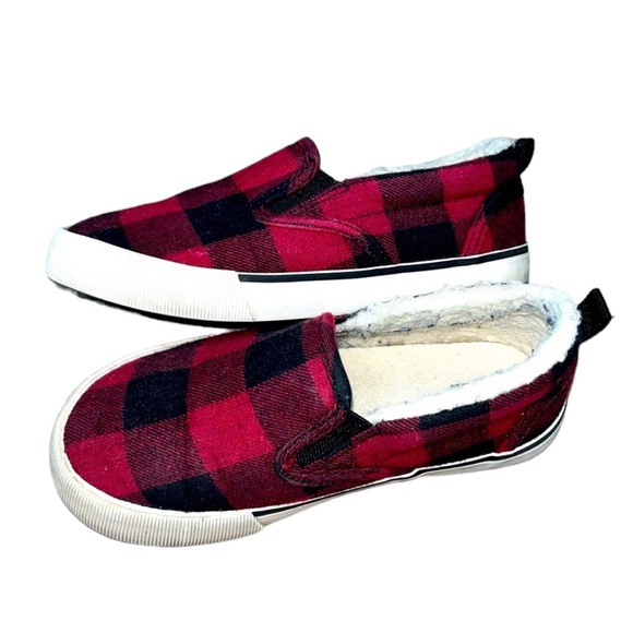 GAP Faux Sherpa Lined Slip On Shoes 9T | Buffalo Check Slip On Shoes 9T - Picture 1 of 13